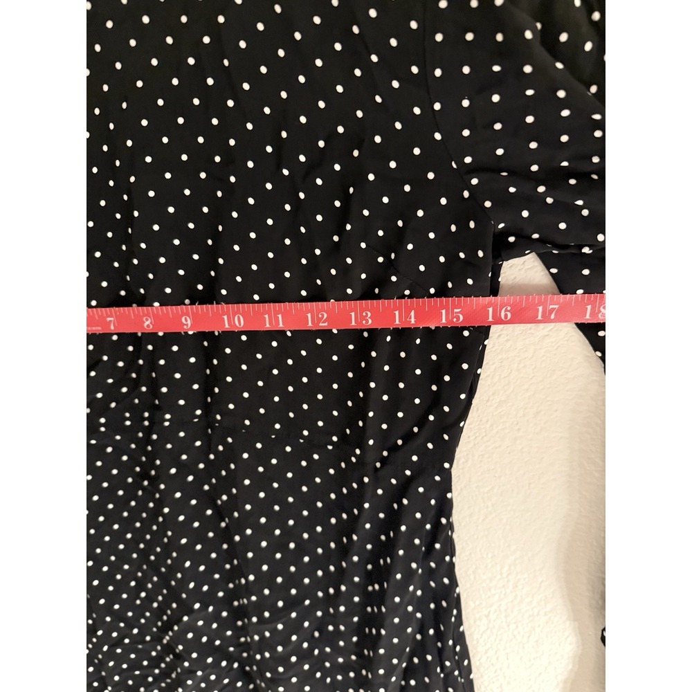 Zara Midi Dress Size X-Small in Black White Polka Dots High Neck Ruffle Sleeves - Picture 9 of 9